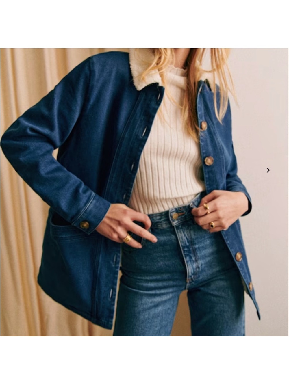 Sezane | Jacket | Will Jacket Indigo Faux Sheepskin Collar - Picture 13 of 14